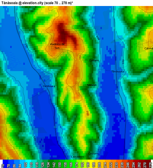 Tănăsoaia elevation map