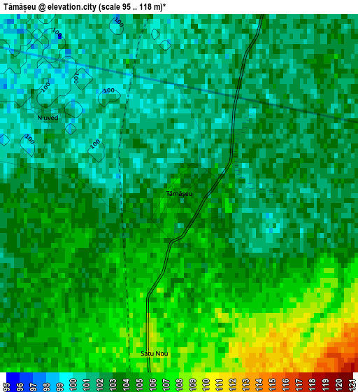 Tămășeu elevation map