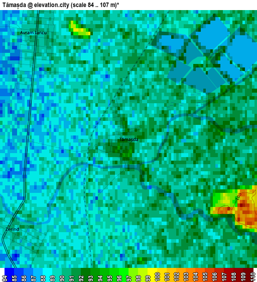 Tămașda elevation map