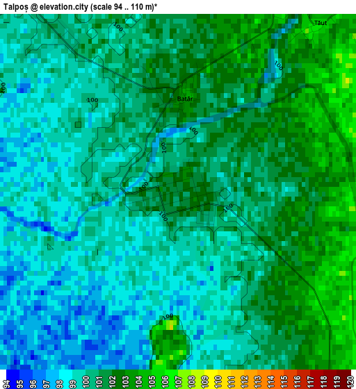 Talpoș elevation map