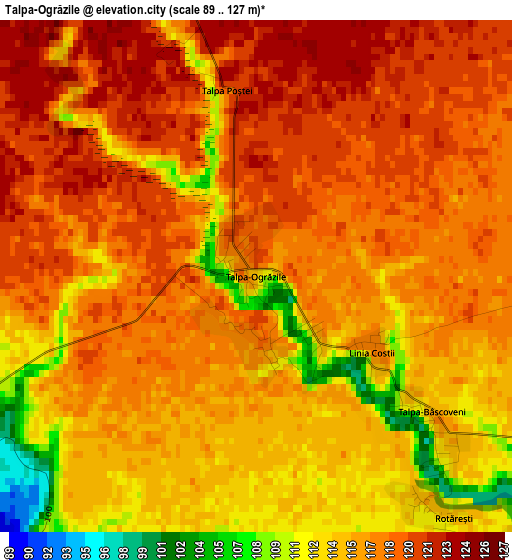 Talpa-Ogrăzile elevation map