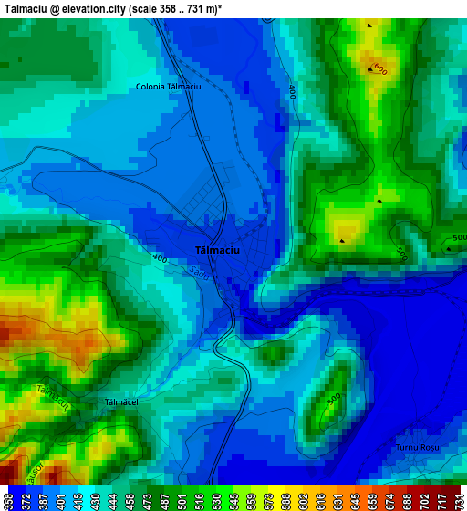 Tălmaciu elevation map