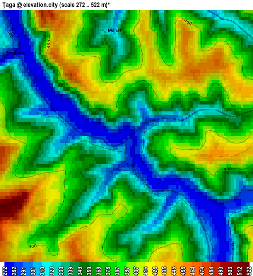 Ţaga elevation map