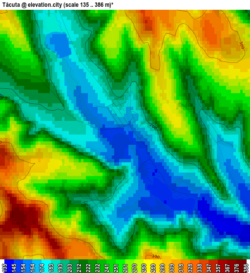 Tăcuta elevation map