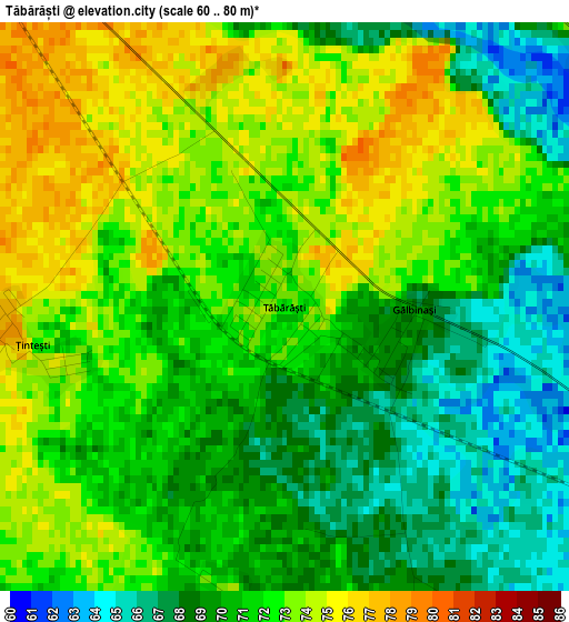 Tăbărăști elevation map