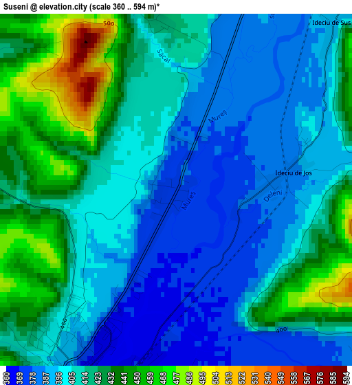 Suseni elevation map