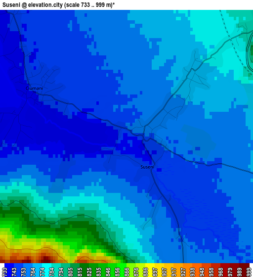 Suseni elevation map