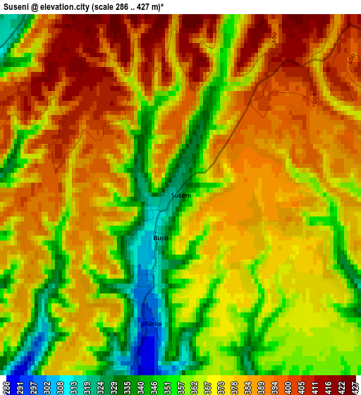 Suseni elevation map