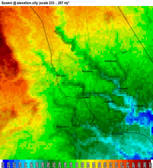 Suseni elevation map