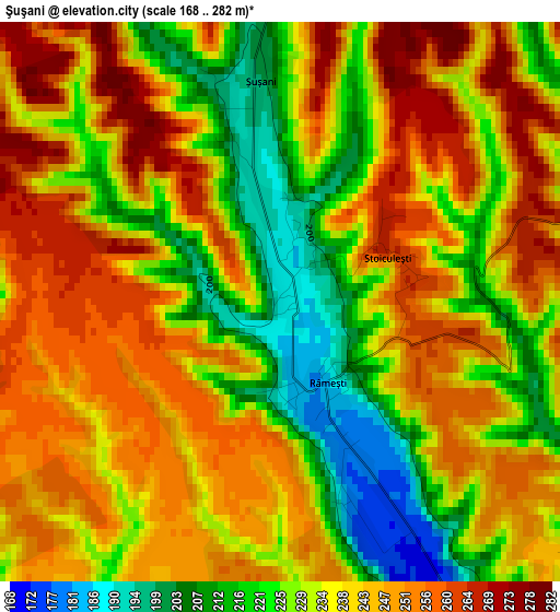 Şuşani elevation map