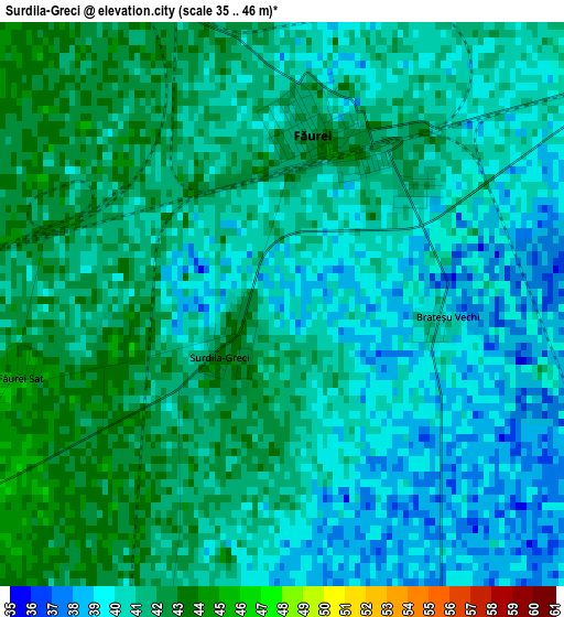 Surdila-Greci elevation map