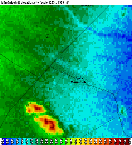 Māmūnīyeh elevation map