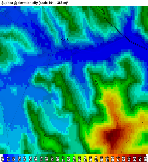 Șupitca elevation map