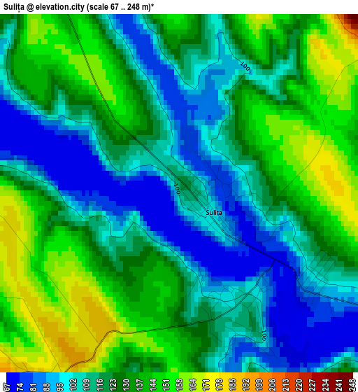 Sulița elevation map