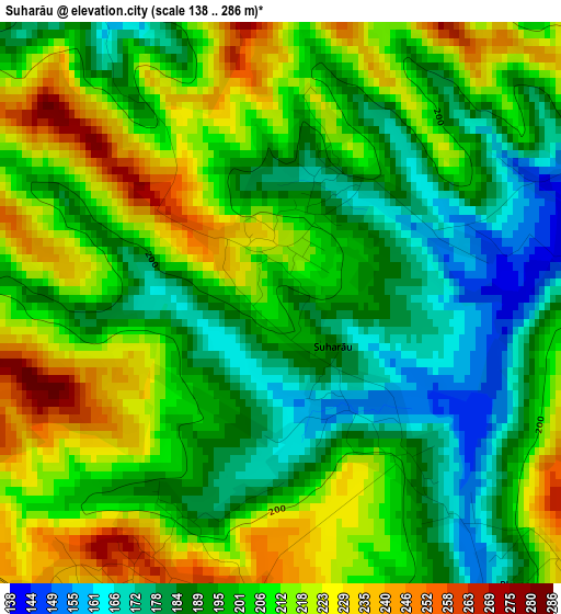 Suharău elevation map