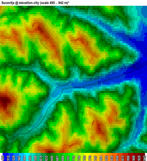 Suceviţa elevation map