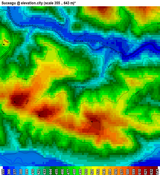 Suceagu elevation map