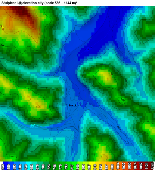 Stulpicani elevation map