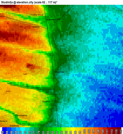 Studinița elevation map