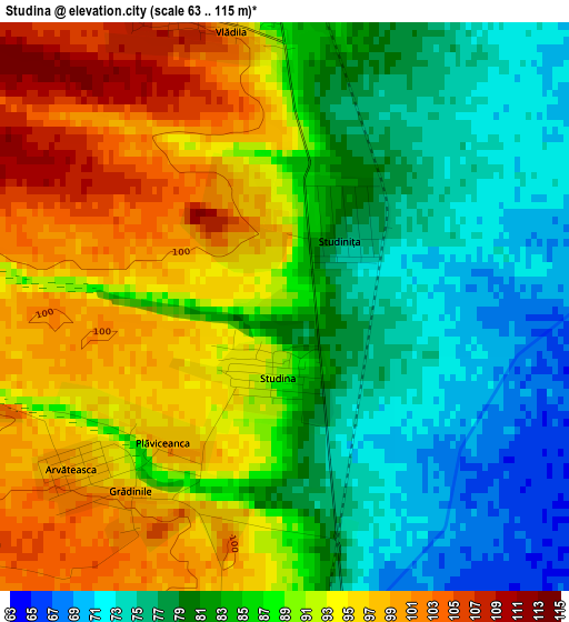 Studina elevation map