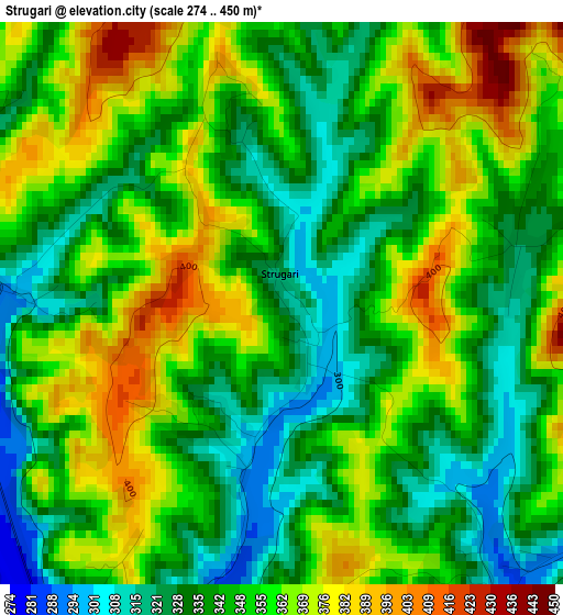 Strugari elevation map