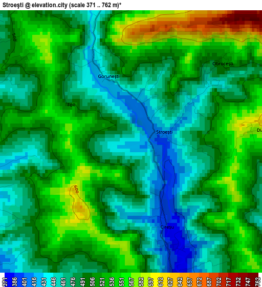 Stroeşti elevation map