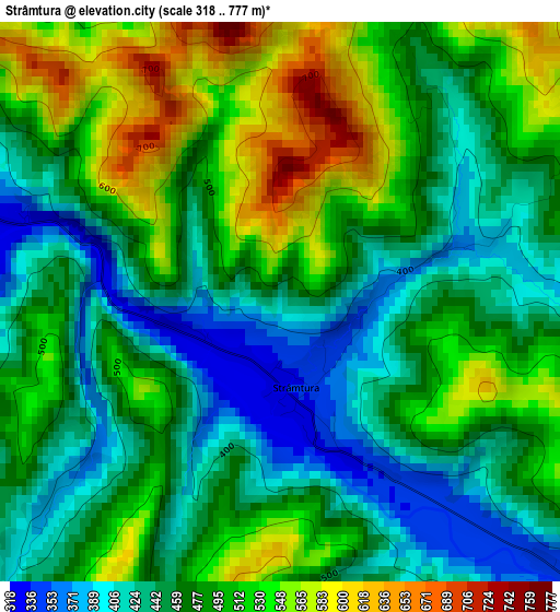 Strâmtura elevation map