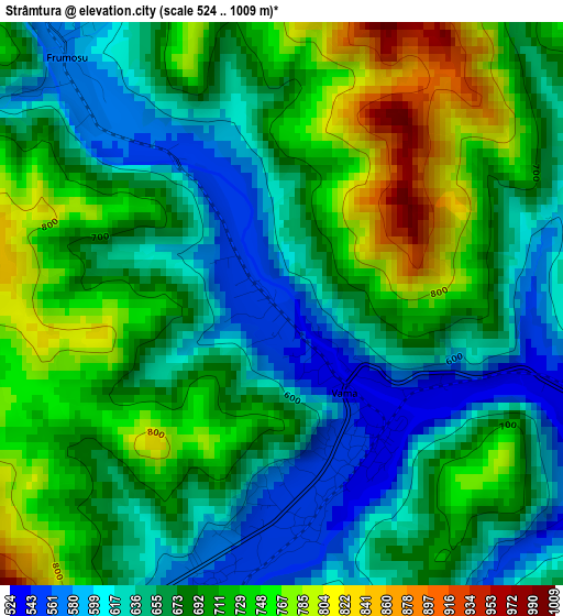 Strâmtura elevation map