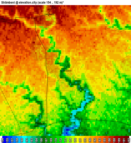 Strâmbeni elevation map