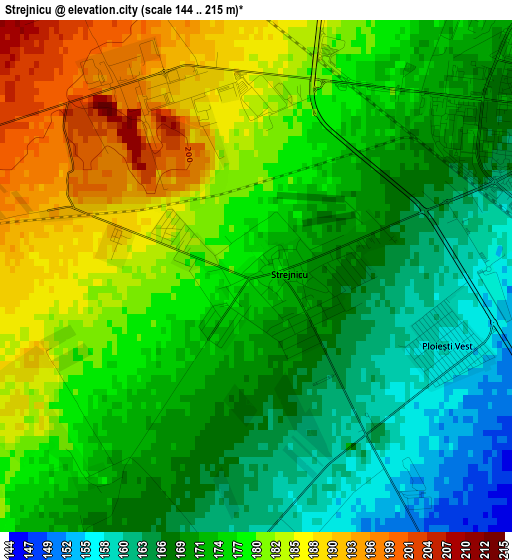 Strejnicu elevation map