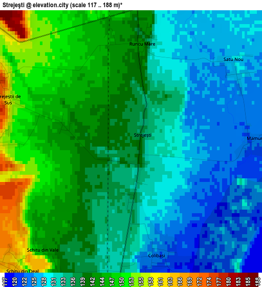 Strejeşti elevation map