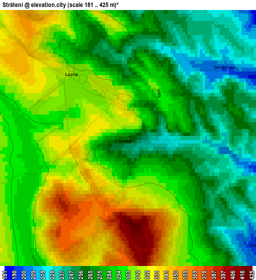 Străteni elevation map