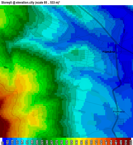 Storeşti elevation map