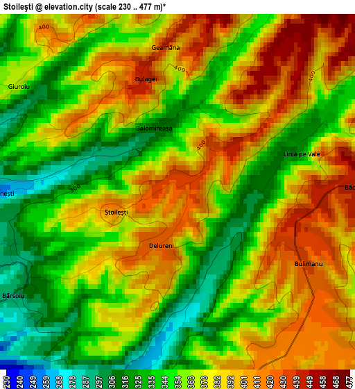 Stoileşti elevation map