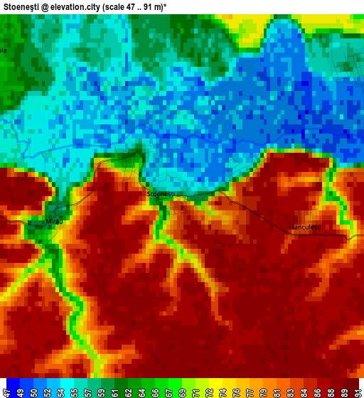 Stoeneşti elevation map