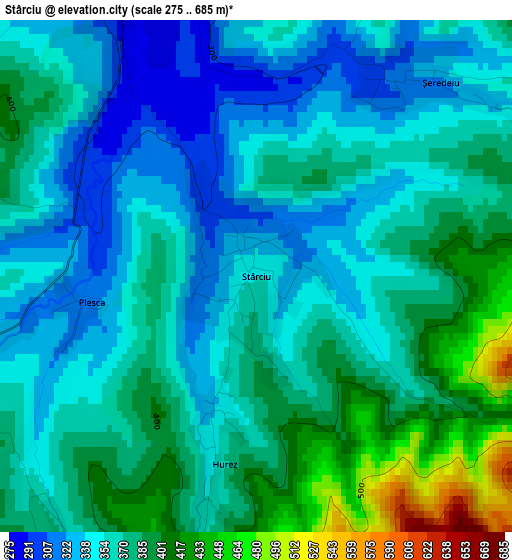 Stârciu elevation map