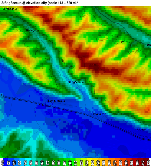 Stângăceaua elevation map