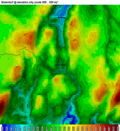 Steierdorf elevation map