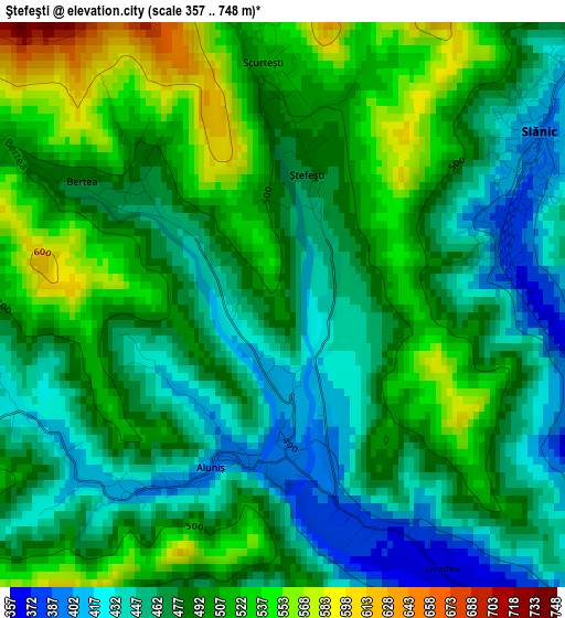 Ştefeşti elevation map