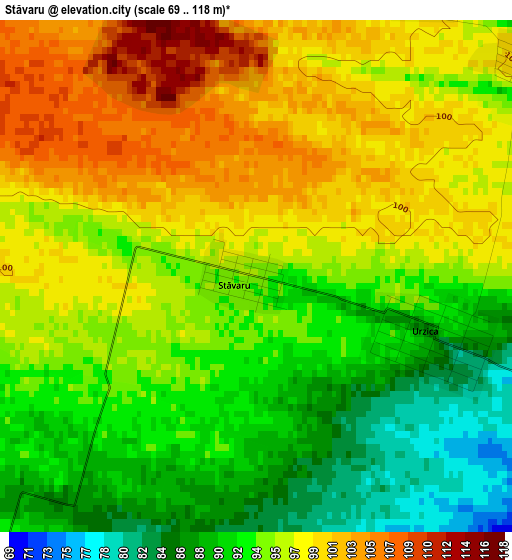 Stăvaru elevation map