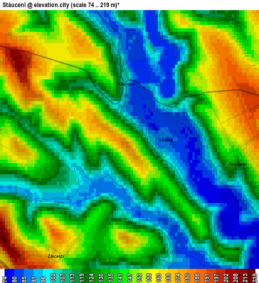 Stăuceni elevation map