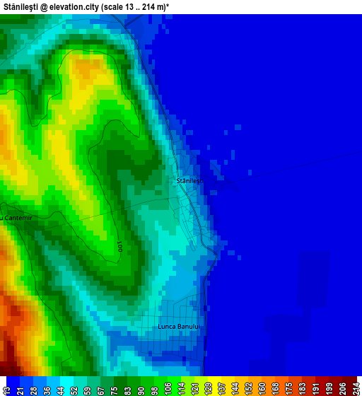 Stănileşti elevation map