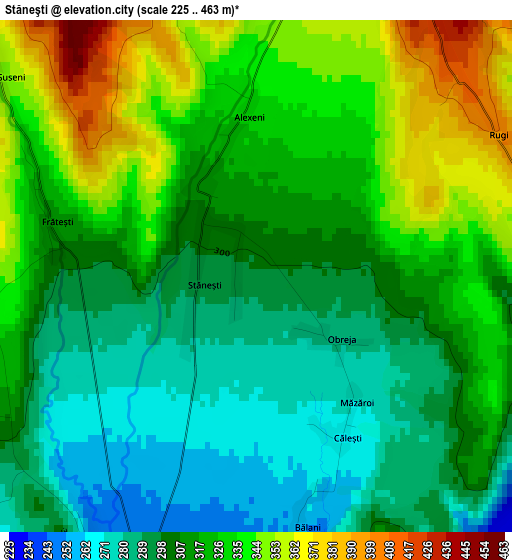 Stăneşti elevation map