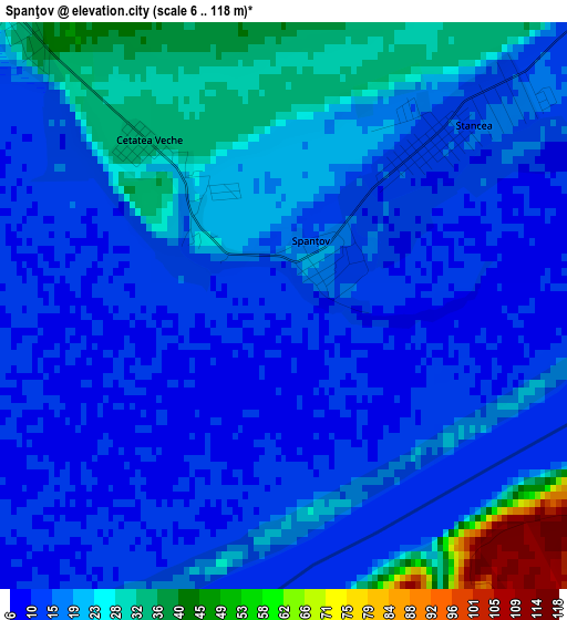 Spanţov elevation map