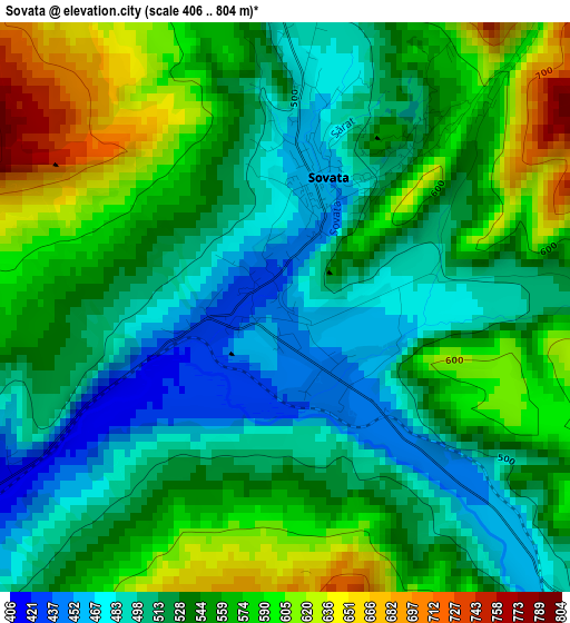 Sovata elevation map