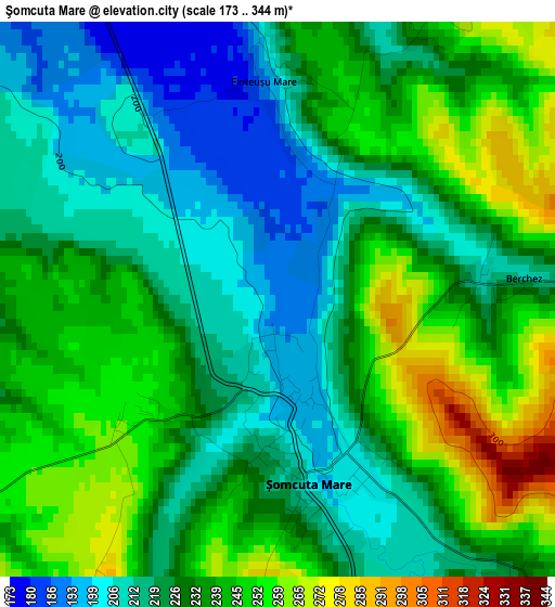 Şomcuta Mare elevation map