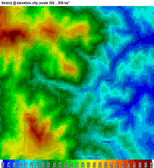 Solonţ elevation map