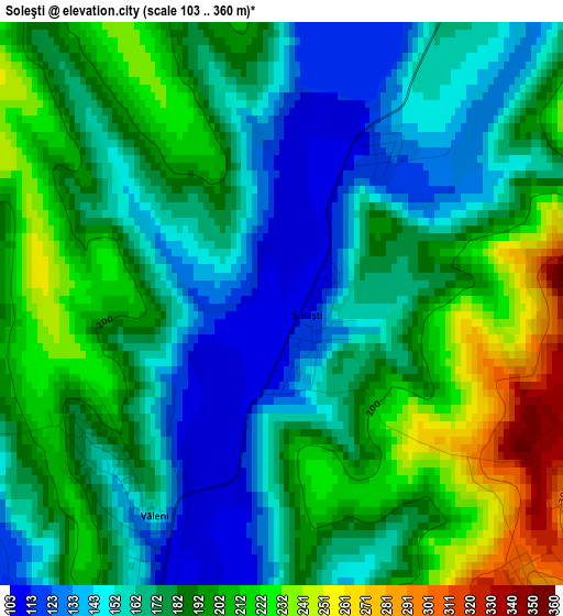 Soleşti elevation map