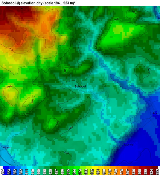 Sohodol elevation map