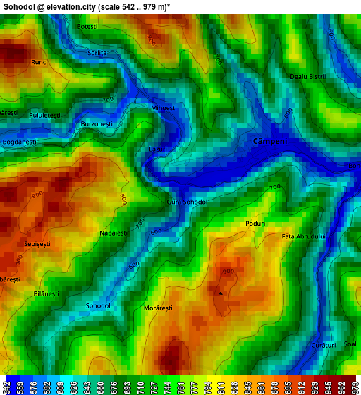 Sohodol elevation map